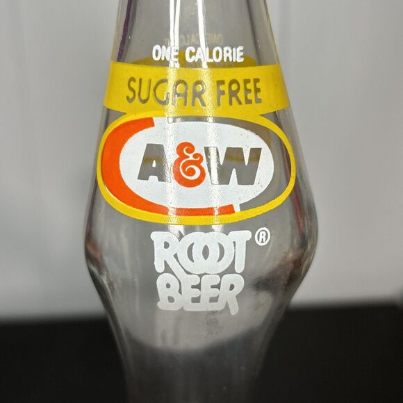 A&W Root Beer Sugar Free 16 Fl Oz Unique Molded Molding Bottle Elongated - Picture 8 of 8